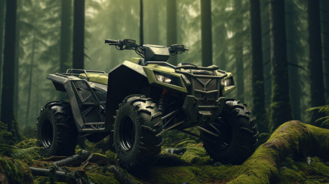 Thrilling ATV excursion in a natural setting. forest