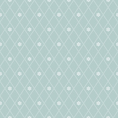 Floral ornament. Seamless abstract classic background with white flowers. Pattern with floral elements. Ornament for fabric, wallpaper and packaging - 647235636