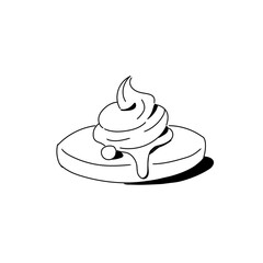 Fluffy Pancake Cream Hand Drawn Icon