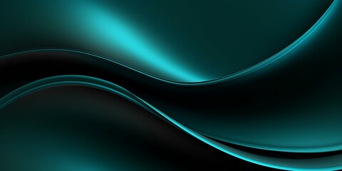 Black teal green blue abstract modern background for design. Gradient. Light, glow. Metallic sheen. Minimal. Web banner. Wide. Panoramic. generative AI