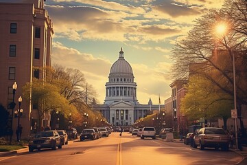 Capital city, Madison, in the state of Wisconsin, located in the USA. Generative AI - obrazy, fototapety, plakaty