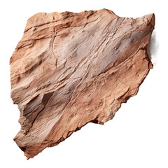 top view of textured sandstone rock isolated on a transparent white background