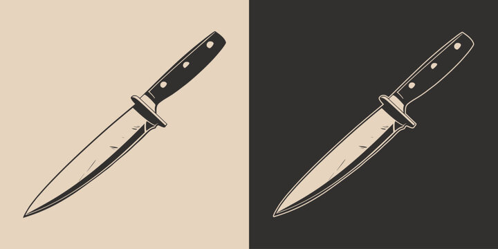 Set of vintage knifes butchery blade weapon  steel metal. Can be used for restaurant food menu emblem logo. Graphic Art. Vector. Hand drawn element in engraving