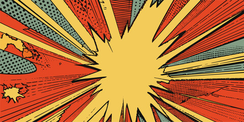 Set of vintage retro comics cartoon book cover sunburst boom explosion boom. Can be used for graphic design or illustration. Graphics style. vector © Graphic Warrior