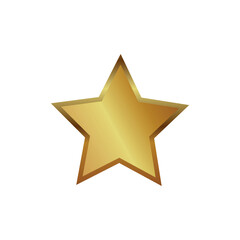 Realistic golden star white background. Golden star icon. Realistic 3d decor element star rating