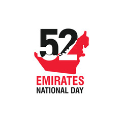 52 UAE national day. United Arab Emirates. 2 December 1971. Vector logo.