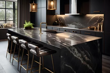 Kissenbezug classic elegant interior - a modern kitchen. kitchen island. Deluxe Kitchen Interior © Rangga Bimantara