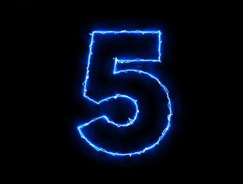 Animated Alphabet number one glowing in the dark orange blue neon light, fiery text numbers electric numbers alphabets