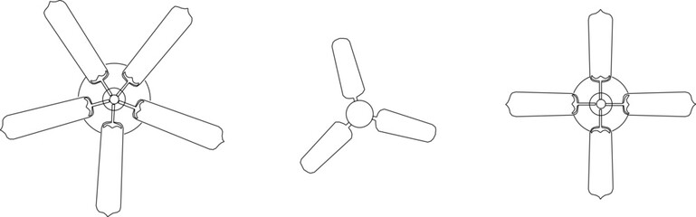 Vector sketch illustration of a hanging fan design seen from below