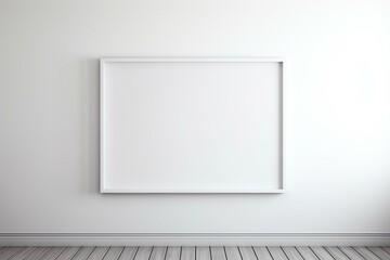 Empty frame, white wall, minimalism. Generative AI