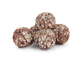 Tasty sweet chocolate candies isolated on white