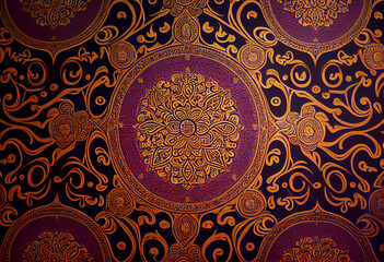 Ancient Thai silk pattern background.