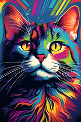 Couverture de livre illustration d'un chat multicolores » IA générative