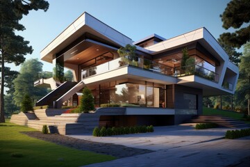 Fototapeta premium 3d beautiful residential house render