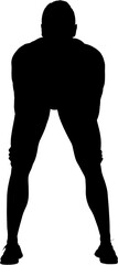 Digital png illustration of silhouette of male football player on transparent background