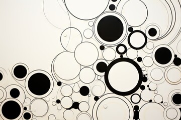 A bunch of black and white circles on a white ai generated - Powered by Adobe