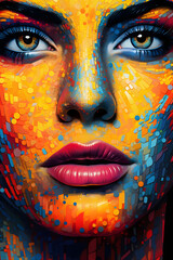Couverture de livre illustration d'une femme avec peinture sur le visage » IA générative