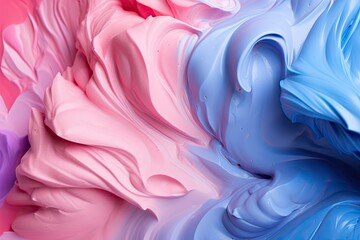 A close up of a pink and blue substance