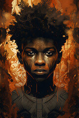 Couverture de livre illustration d'un jeune guerrier africain » IA générative