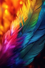 A colorful feather is painted with different colors