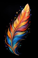 A colorful feather is painted with different colors