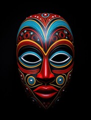 A colorful mask on a black background