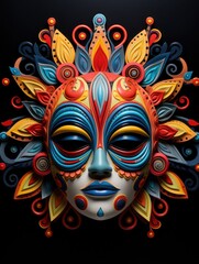 Naklejka premium A colorful mask on a black background ai generated