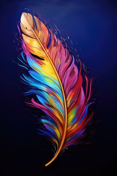 A colorful feather is painted with different colors