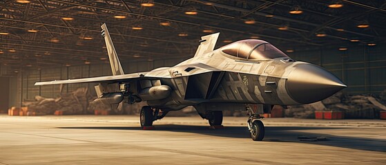 A fighter jet is parked on the ground - Powered by Adobe
