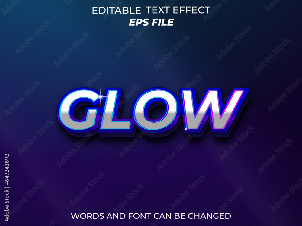 Poster glow editable text effect 3d font style. vector template