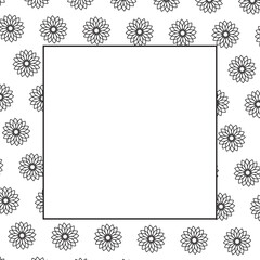 Digital png illustration of black floral pattern with frame and copy space on transparent background