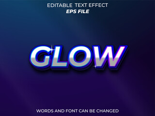 glow editable text effect 3d font style. vector template