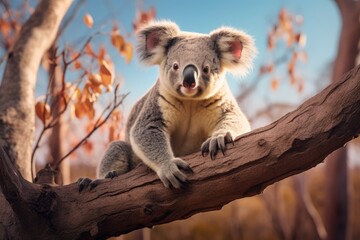 Fototapeta premium A koala sits on a tree branch