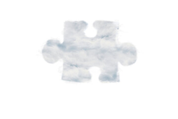Digital png illustration of puzzle piece formed with cloud on transparent background