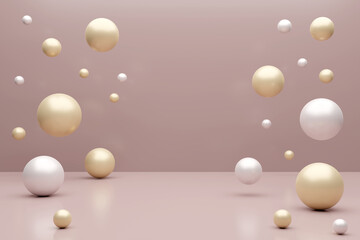 Float spheres 3d. For your products. 3D rendering.