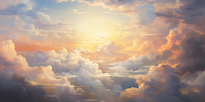 A painting of a sky filled with clouds