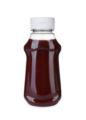 Bottle of tasty ketchup isolated on white