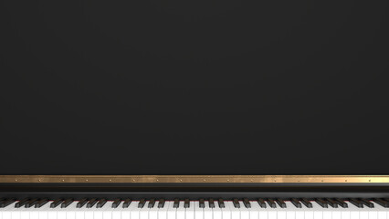 piano on black background,horizontal bottom edging,horizontal banner.
