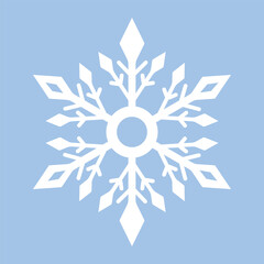 White snowflake on a blue background