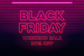Obraz premium Black Friday Neon Sale Banner