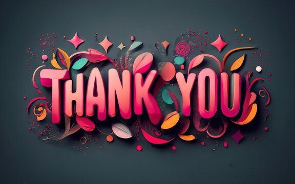 The text "Thank you", on a blue background.