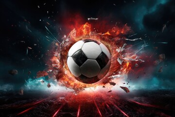 A soccer ball is being hit by a net