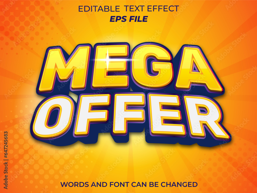 Poster mega over editable text effect 3d font style. vector template