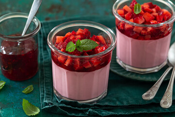 strawberry mousse dessert in glass