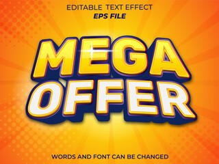 mega over editable text effect 3d font style. vector template