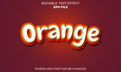 orange editable text effect 3d font style. vector template