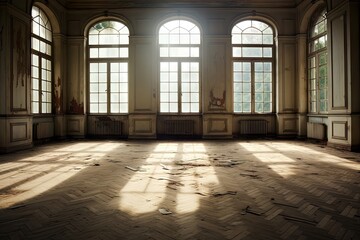 An empty room with a lot of windows ai generated