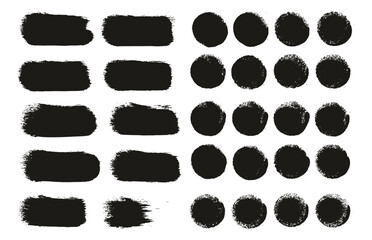 Round Sponge Thick Artist Brush Straight Lines Mix High Detail Abstract Vector Background Mix Set 