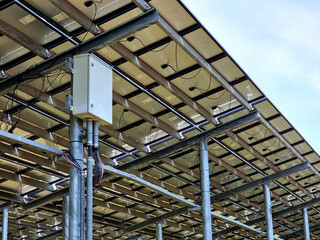 The perspective under Solar PV panel for Ground Mounted Solar farms Power Plant.