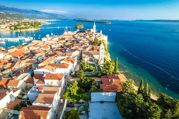 Foto op Canvas Historic town of Rab aerial view, Island of Rab © xbrchx